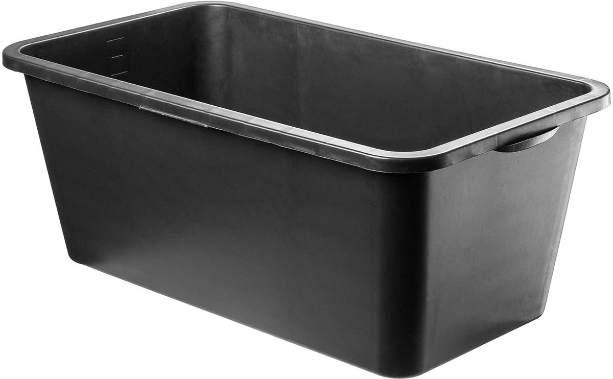 Grote kunststof bouwbak - Mortelbak cementbak - Mengen en transporteren - Versterkte bodem - 60 liter - Zwart