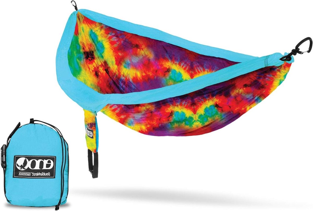 Hangmat Dubbel - Outdoor Relaxen - Ontspanning Buiten - Sneldrogend Nylon - 2.86 x 1.89M - Tie Dye