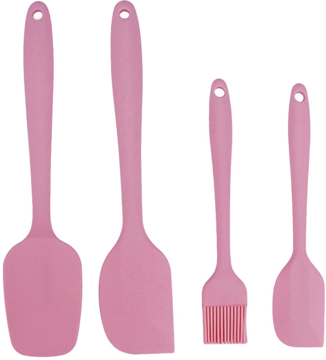 4 stuks deegschrapers siliconen, hittebestendige spatelset, deegschraper siliconen set, keukengerei om te bakken, roze