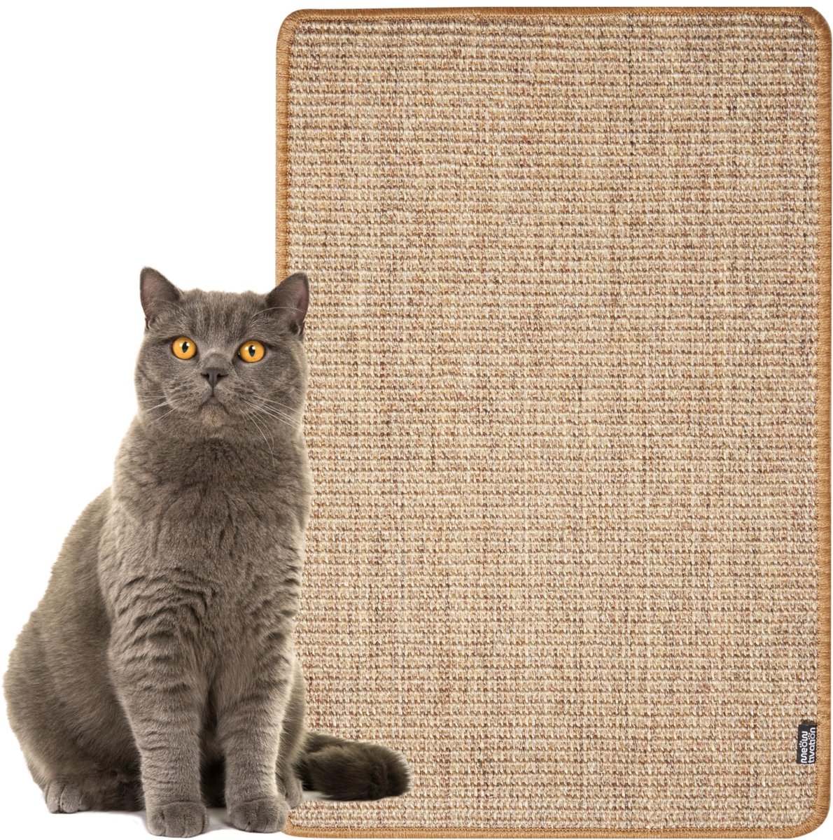 Krabmat voor katten - hoogwaardige krabmat van natuurlijk sisal, stevige krabplank en multifunctionele sisalmat, robuuste krabpad voor katten, beschermt meubels (60 x 40 cm, Bruin)