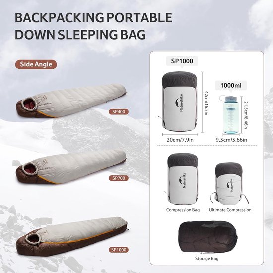 Mummy Slaapzak met Gansendons - 0 Graden Outdoor Slaapzak voor Volwassenen - Geschikt voor Kamperen en Backpacken — afbeelding 5