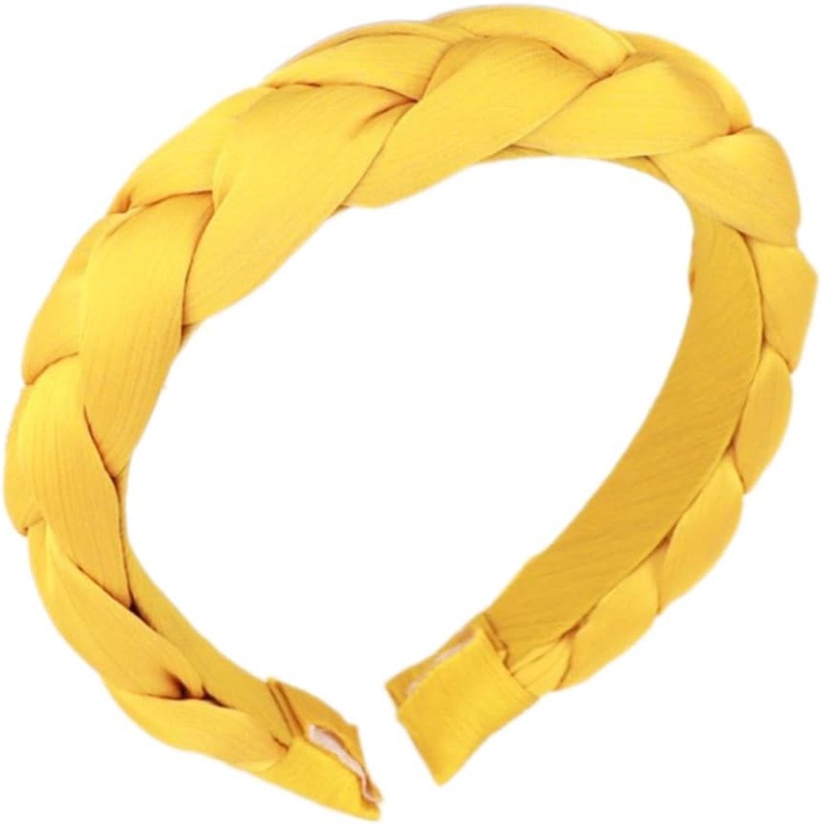 Brede Gevlochten Haarband voor Dames - Mode Haaraccessoires, Antislip Haarband voor Make-up en Feestjes in Geel