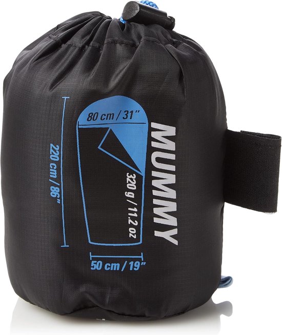 Comfort Liner Mummy - Slaapzak Laken - Kamperen en Hiken - Zijrits en Kussenzak - 220 x 80 cm - Blauw — afbeelding 4