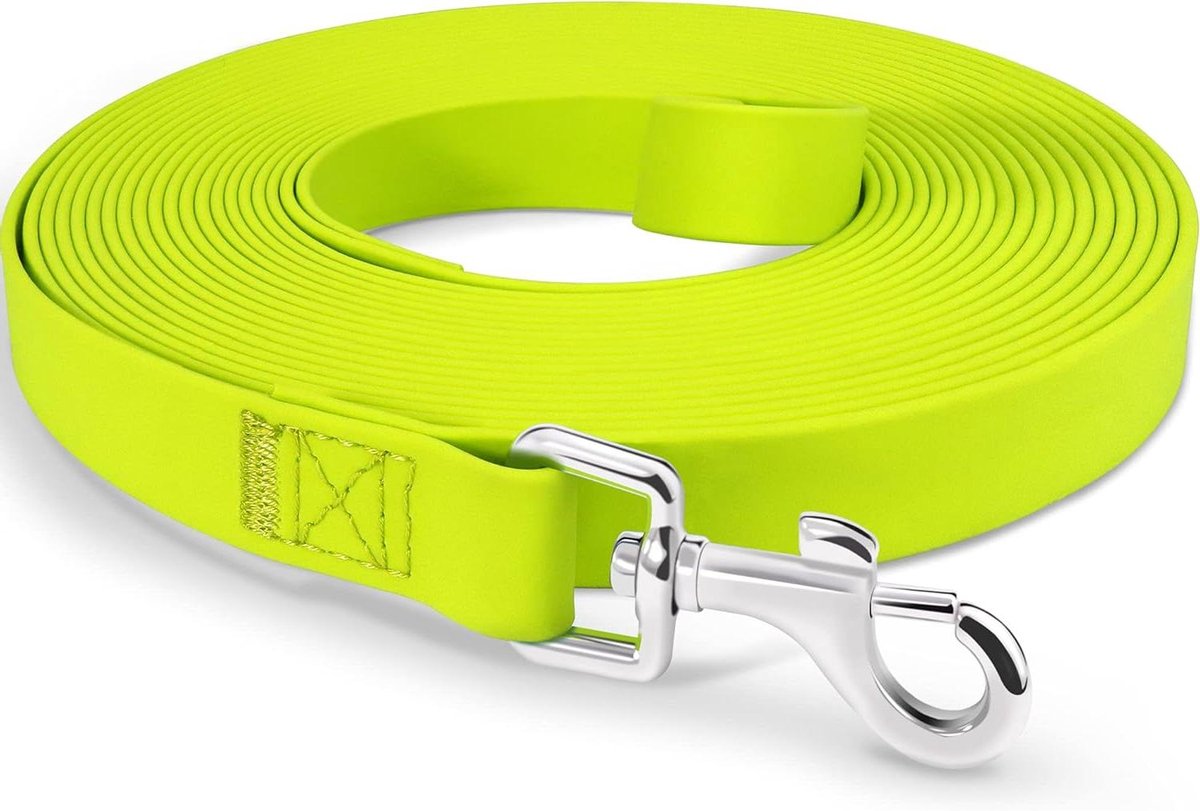 Honden Trainingslijn - Lange Riem - Veilig Wandelen - Waterdicht PVC Materiaal - 15 Meter - Neon Geel