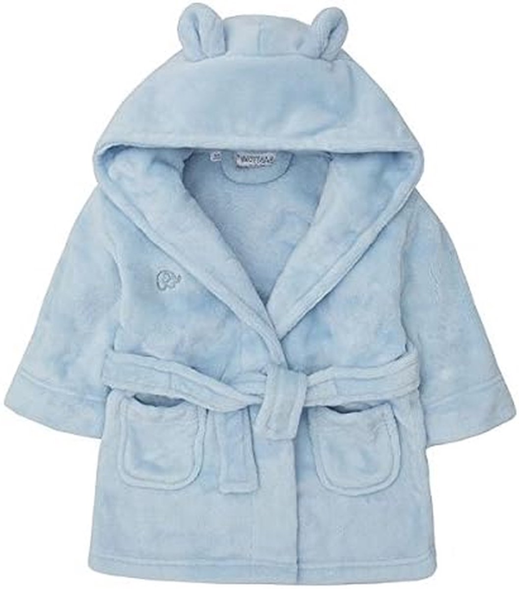 Baby Badjas - Kinder Kamerjas - Na het badderen - Met schattige oortjes - 6-12 maanden - Blauw