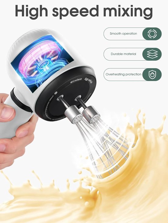 Elektrische handmixer roestvrijstaal drie snelheden USB-oplader van Merkloos — afbeelding 4