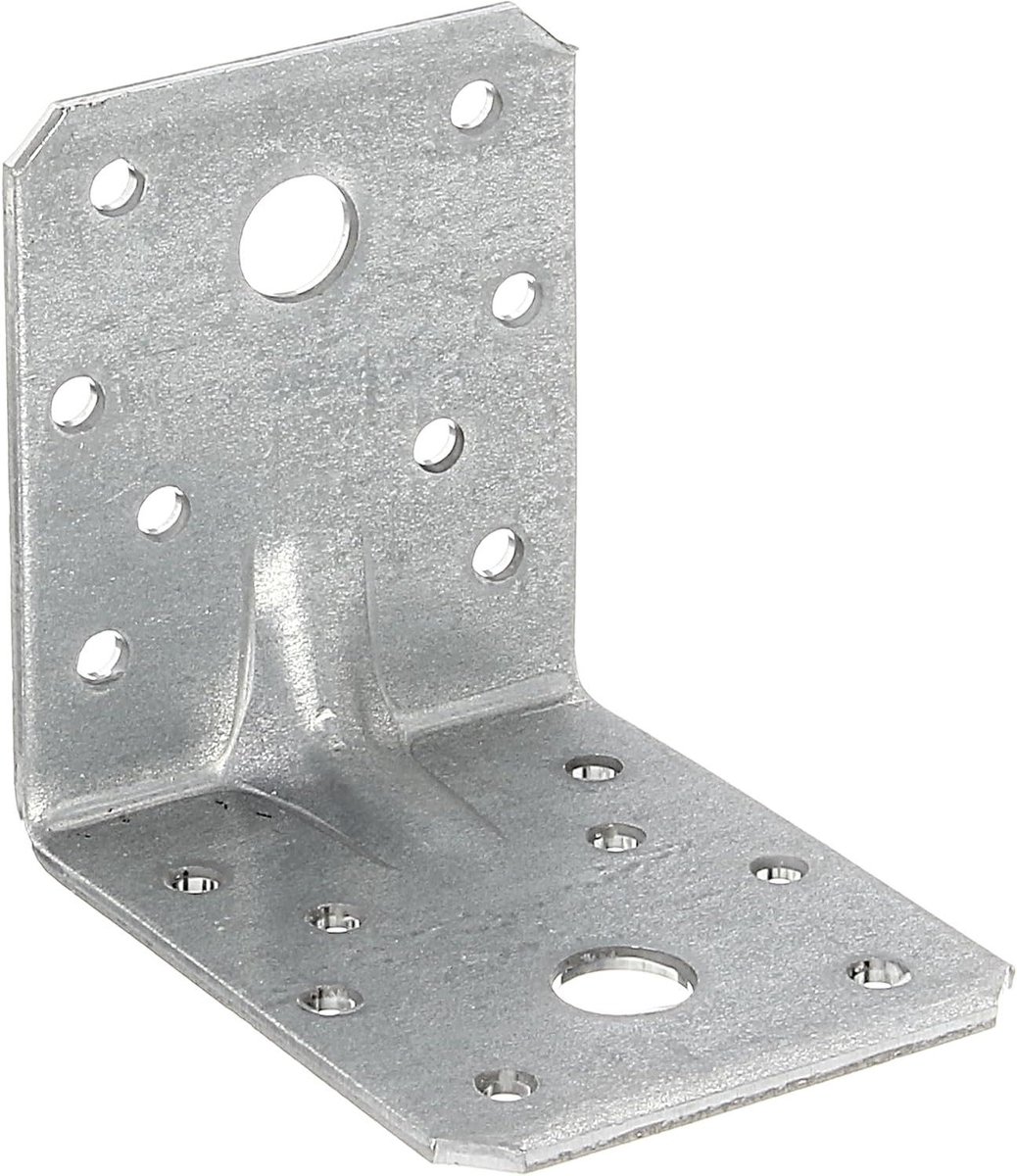 Hoekanker Extra Sterk - Versterkingshoek - Houtverbindingen Maken - Met Rib - 70 x 70 x 55 mm - Sendzimir Verzinkt