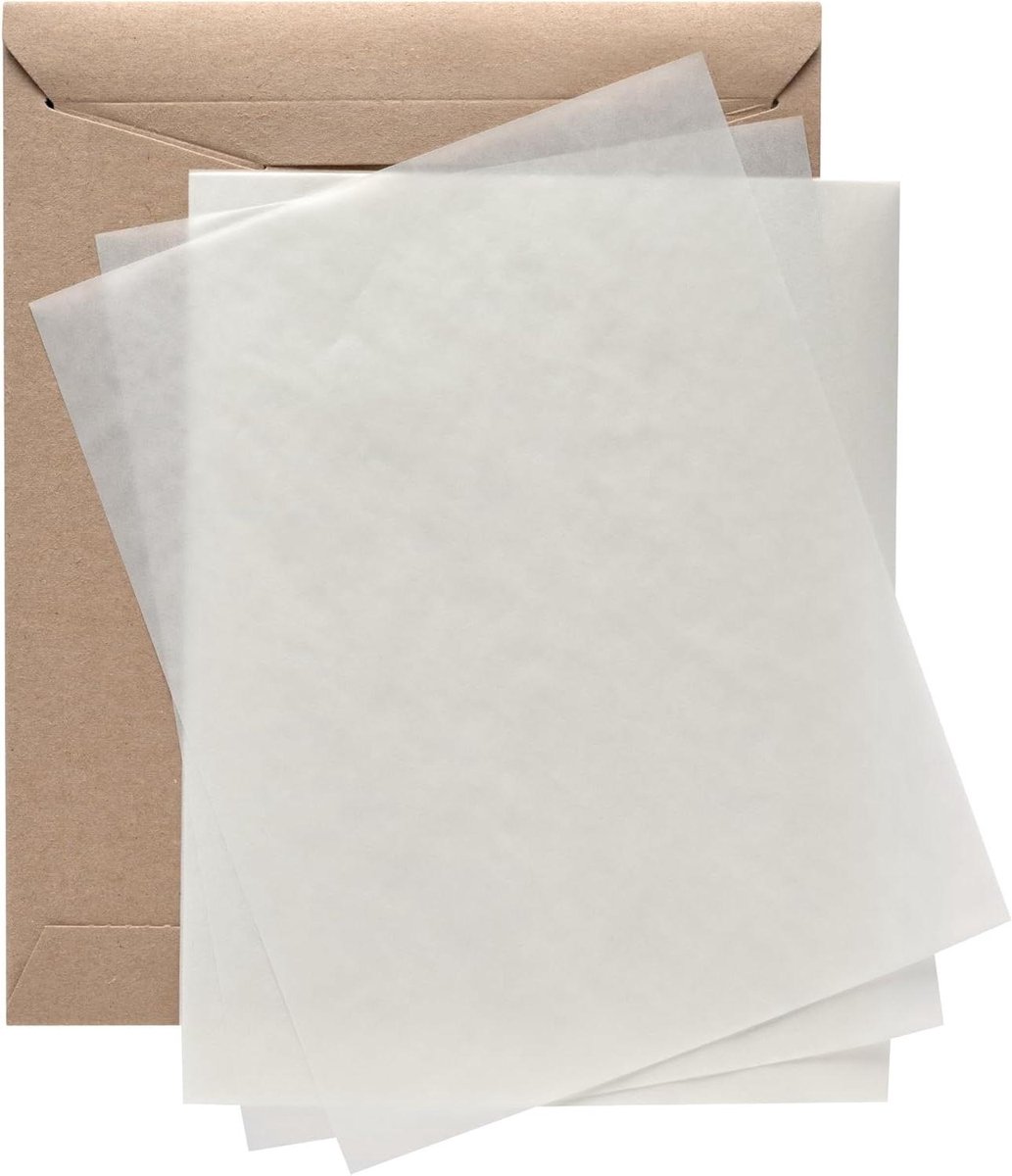 Pergamijn Vellen - Glassine Papier - Kunstwerk Beschermen - Zuurvrij Vochtresistent - 100 stuks - Translucent
