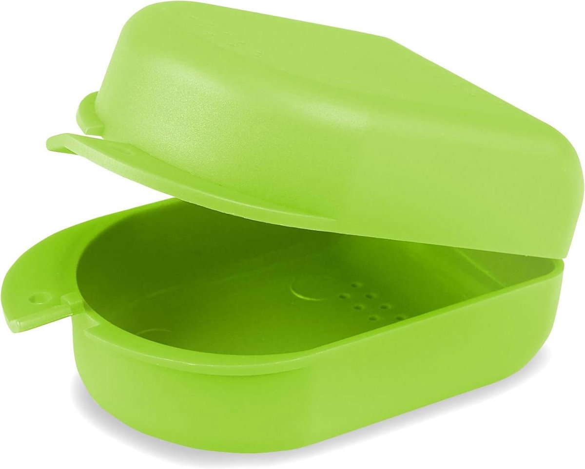 Orthodontische Splint Box - Beugelbewaarder Tandspalk - Opbergen Tandapparatuur - Met Ventilatieopeningen - 8 x 6 x 43 cm - Groen