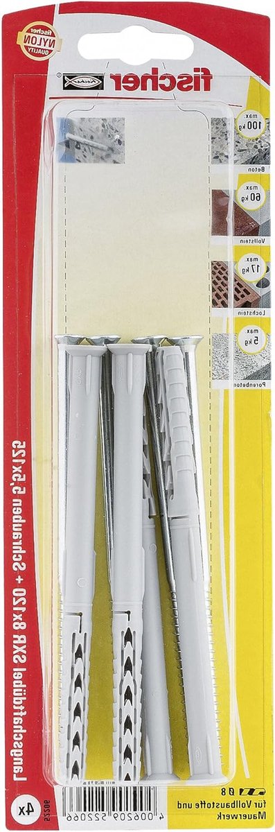 Frame Bevestiging - Plug en Schroef - Houtconstructies Bevestigen - Lage Verankeringsdiepte - 8 x 120 mm - Multicolor