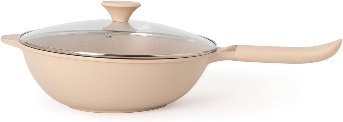 Wok Pan - Koekenpan - Roerbakken en Meer - Keramische Antiaanbaklaag - 32 cm Diameter - Zwart