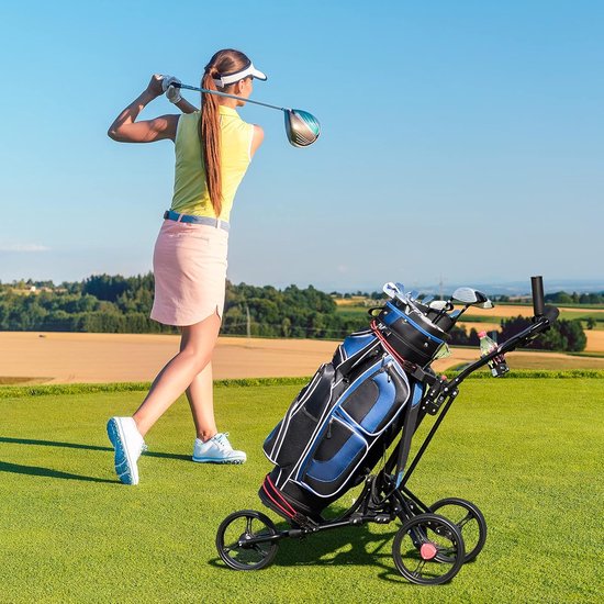 Golftrolley 3-wiel - Golfkar Opvouwbaar - Golfen Ondersteunen - Verstelbare Handgreep - 15 kg Draaglast - Zilver — afbeelding 3