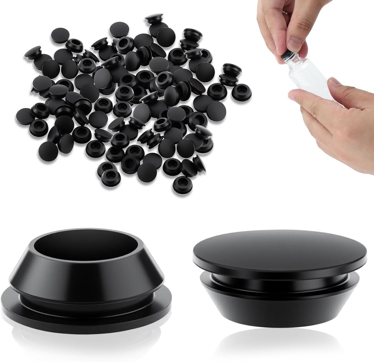 Rubberen Stopper - Afsluitdoppen - Gaten Afsluiten - Waterdichte Afdichting - 25-27mm 20 stuks - Zwart