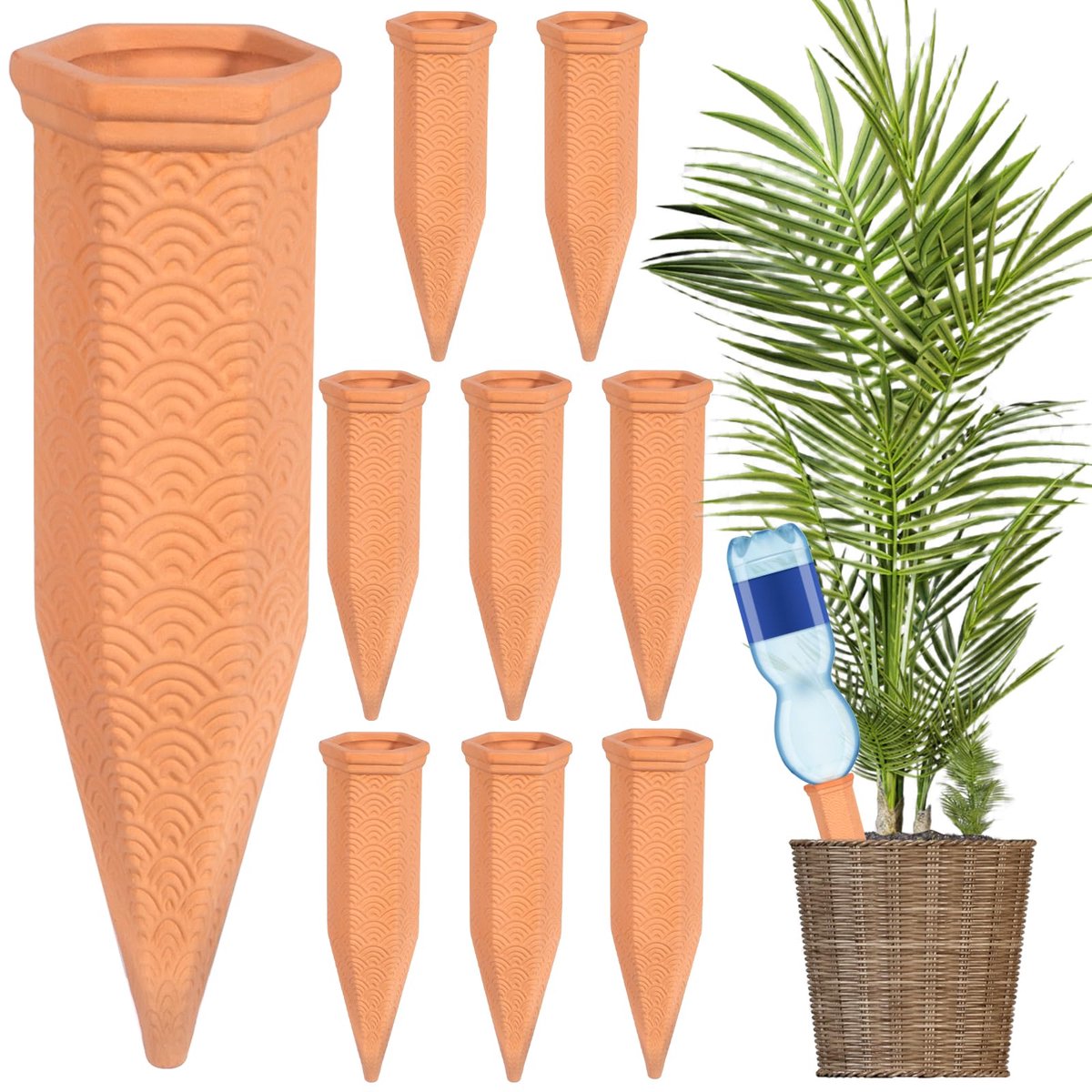 8 Stuks Tonkegel Bewässerung, Gieskegel, Automatische Bewässerung Tonkegel, Planten Waterdispenser Klei, Ideaal voor Planten Bewässerung, Outdoor, Balkonbakken, Kamerplanten