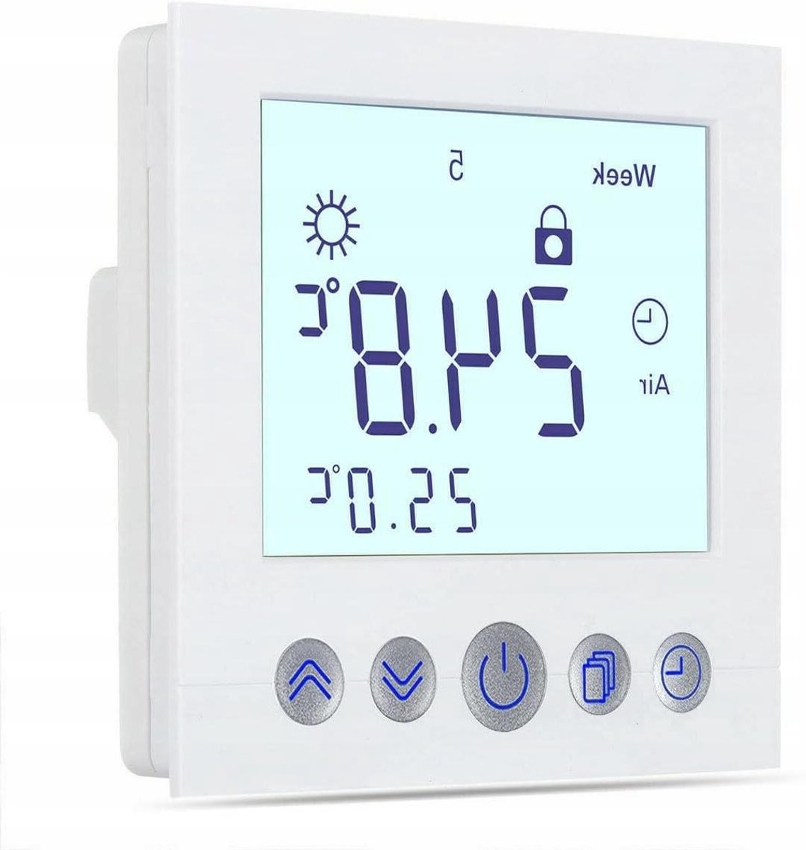 Digitale Thermostaat - Kamertemperatuur Regelaar - Verwarming Instellen - Individueel Weekprogramma - Max 3600 Watt - Wit