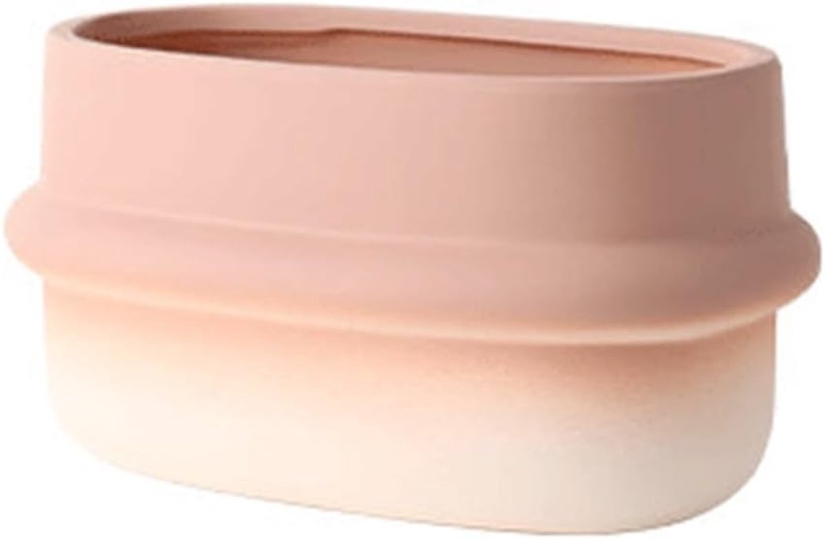 Tuinpotten Een minimalistische keramische plantenpot, ideaal for op kantoor, met een hoedvormig ontwerp en afvoergaten(Pink,Groot)