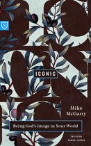 Boekomslag 'Iconic' door Mike McGarry met olijftakillustraties op een donkere achtergrond met grote letters.