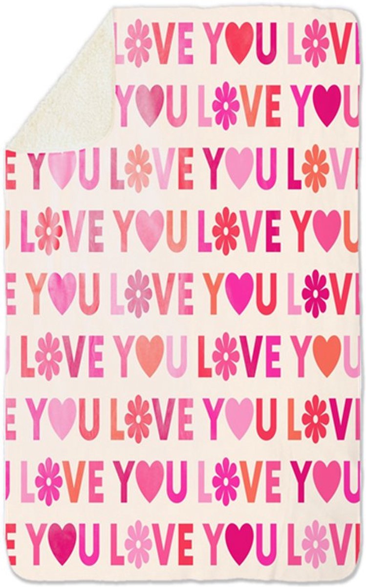 Fleecedeken Loveyou, 96x146cm, Polyester Sherpa, FD2025013