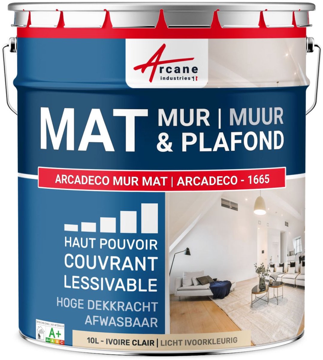 Professionele matte muurverf – ARCADECO - 1665 - Fluwelen afwerking, ultra dekkend en eenvoudig aan te brengen