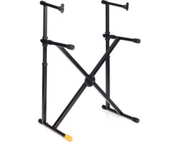 Keyboard Stand - Muziekstandaard Instrumentenstandaard - Muziek Maken - Gepatenteerd EZ-LOK Systeem - Dubbele Laag - Zwart