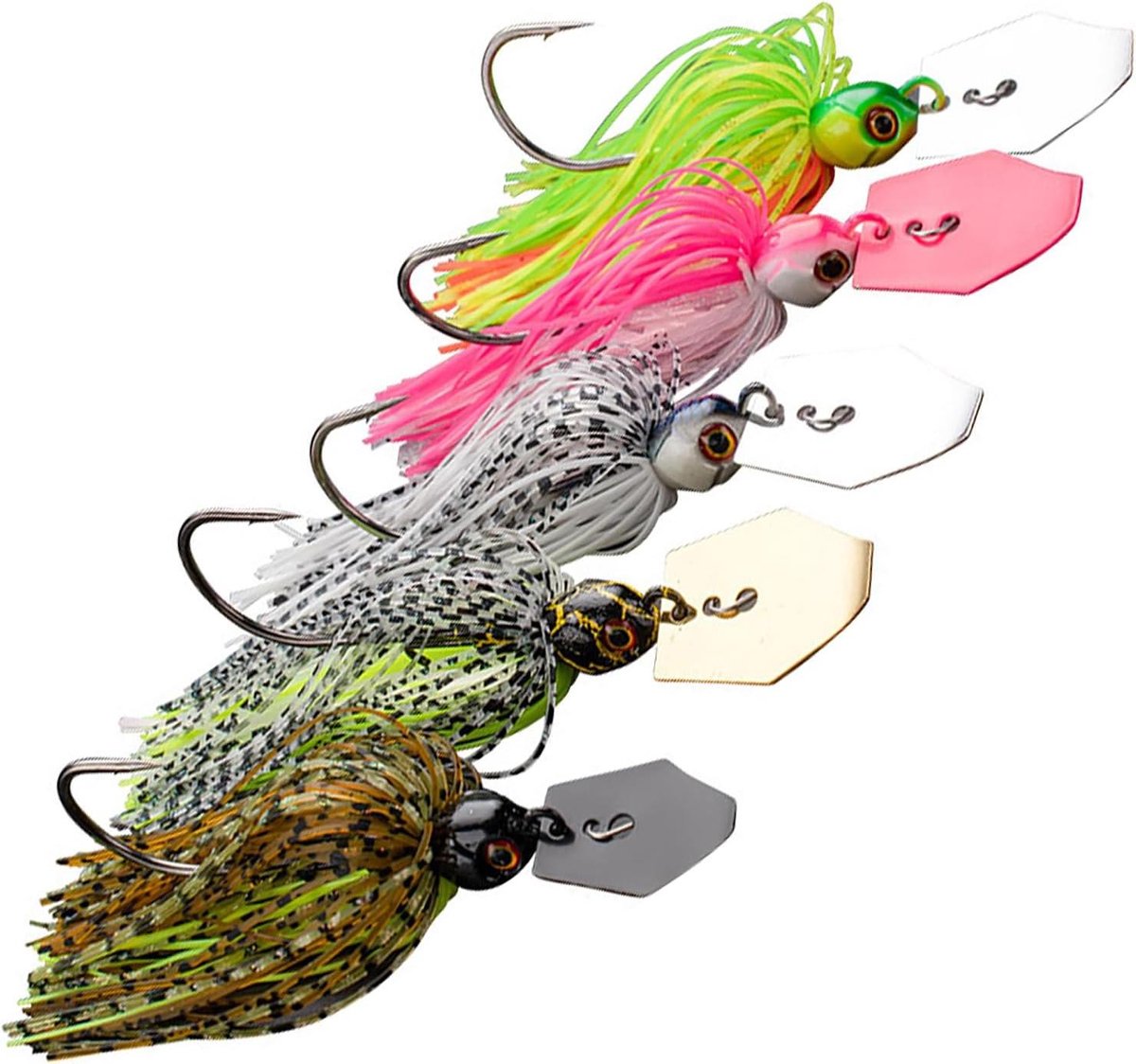 Spinnerbait Set - Kunstaas Spinners - Vissen Forel Baars - Roestvrijstalen Haken - 5 stuks - Veelkleurig
