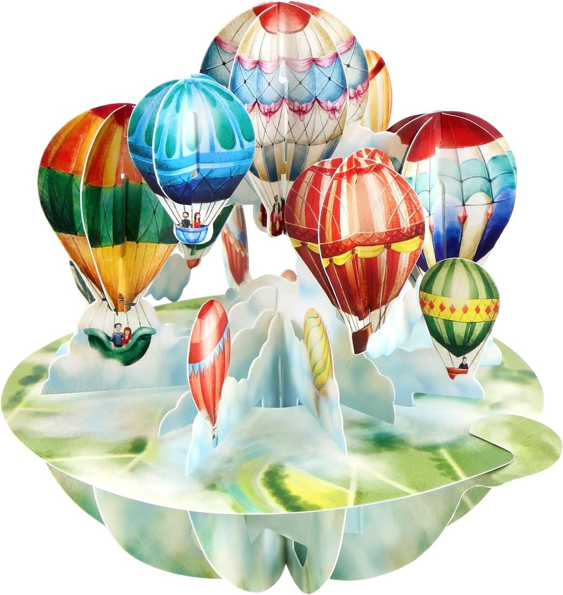 3D Pop Up Kaart - Wenskaart Ballon - Verjaardag Vieren - Bewegende Delen - 13 x 16 cm - Meerkleurig