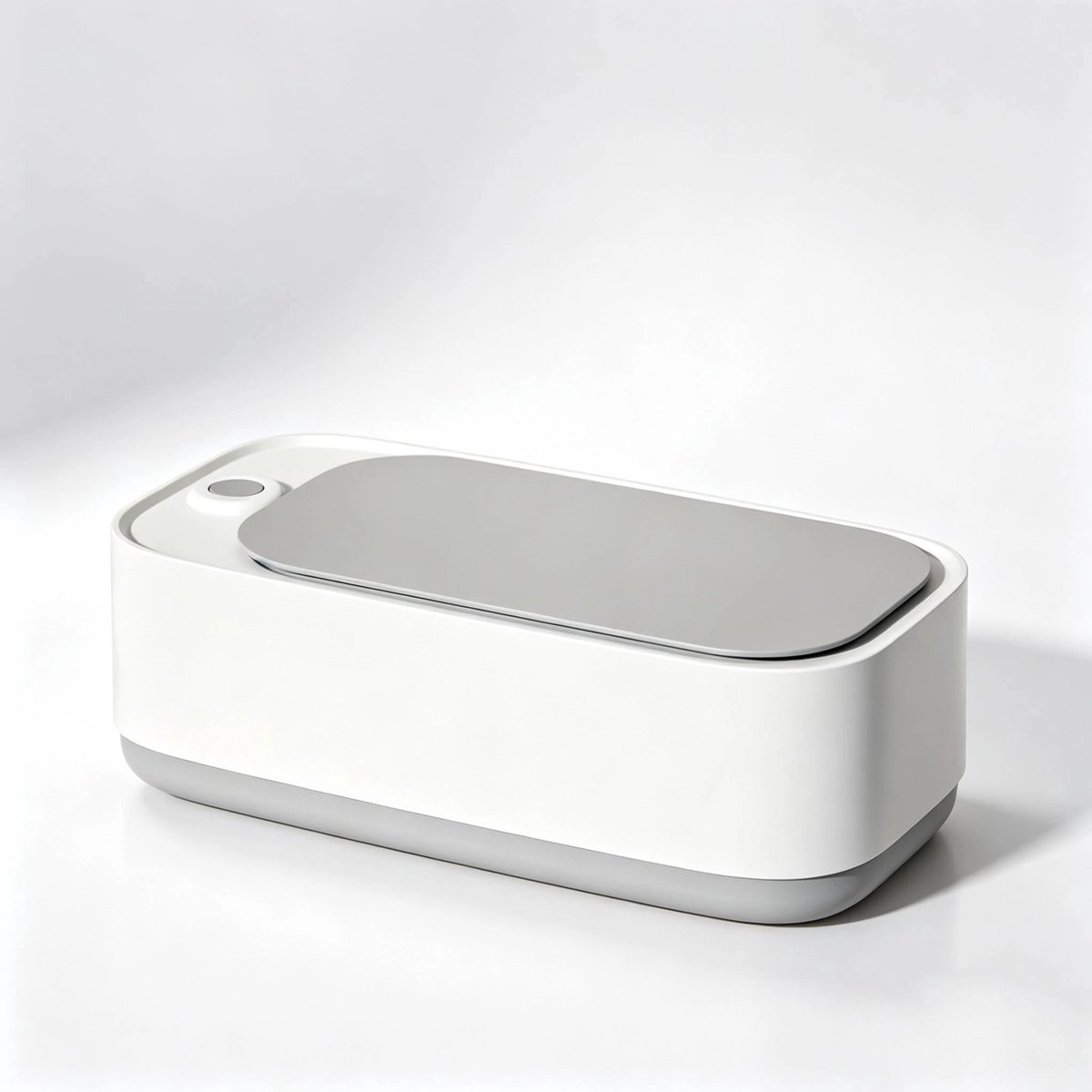 Professionele witte ultrasoon sieradenreiniger, compact draagbaar reinigingsgereedschap (21 x 9,5 x 7,5 cm) voor diepgaande reiniging van ringen, horloges, brillen en accessoires