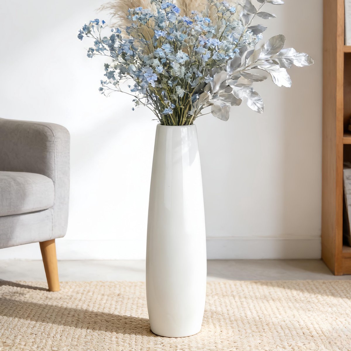 Vaas, grote vloervaas, decoratieve bloemenvazen voor woonkamers, kantoor, slaapkamer, modern huis