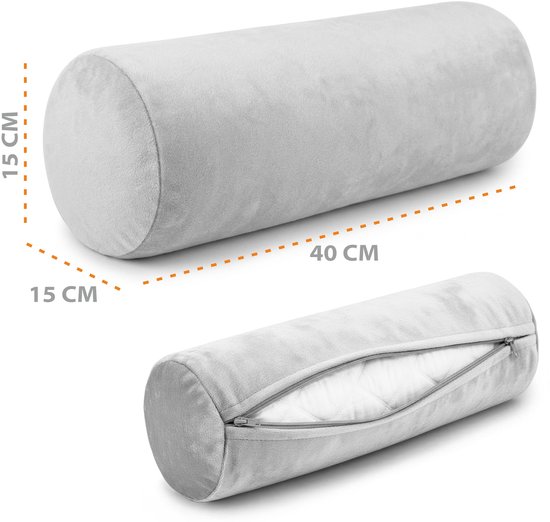 Nekrol met hoes Yoga Bolster Kniekussen Positioneringsrol 40x15 cm - Nekkkussen Kussenrol Yogabolster Kniekussen Sierkussen en klein kussen lange rol Zwart Fluweel — afbeelding 5