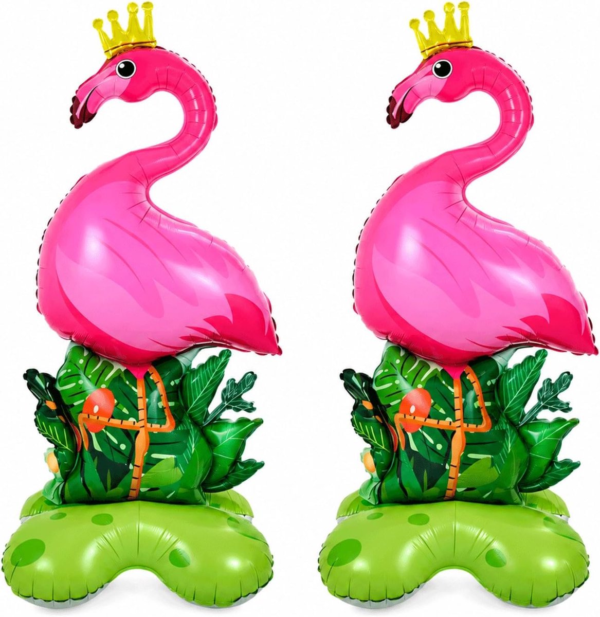 Ballonnen, 154 x 62 cm, roze Hawaï-ballon met kroon en standaard, tropische feestdecoratie, verjaardag, zomerfeest, tuinfeest, Aloha-themafeest, zwembadfeestdecoratie