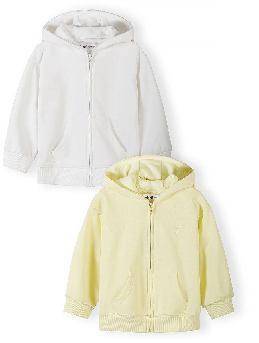 Minoti hoodie meisjes 2-pack met rits en capuchon - katoen - geel