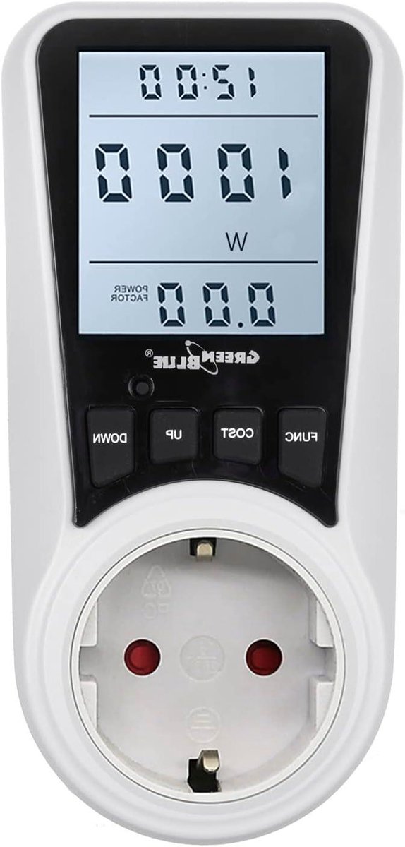 Energiekostenmeter - Wattmeter Elektriciteit - Energieverbruik Meten - Veelzijdige Meetmodi - 6.5 x 7.5 x 13 cm - Wit