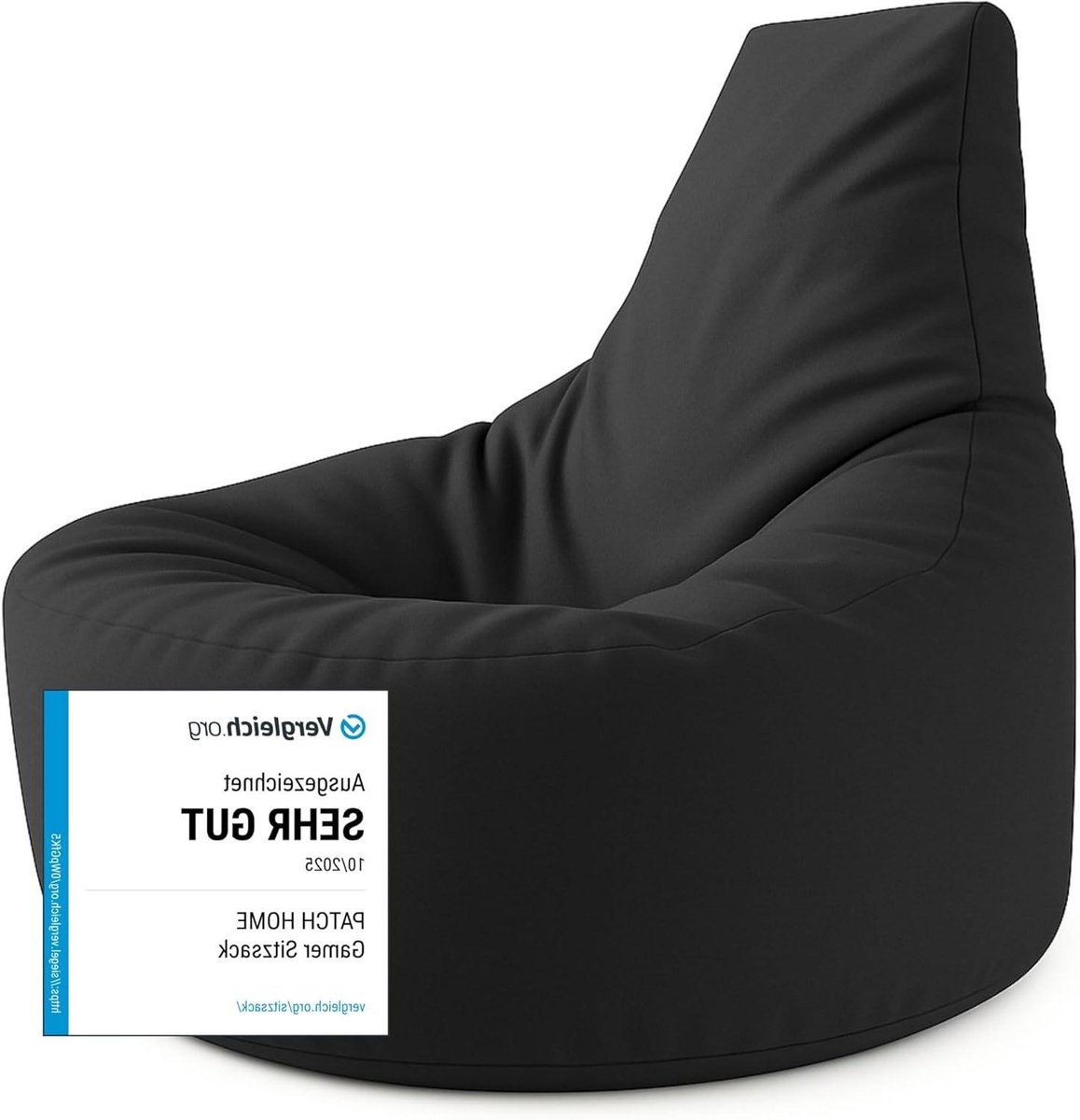 Zitzak Gamer - Loungekussen Stoel - Ontspannen Zitten - Waterafstotend Nylon - 80 cm x 90 cm - Zwart