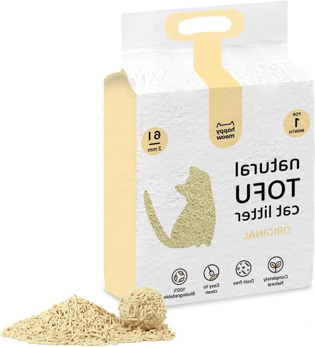 Tofu Kattenbakvulling - Plantaardig Zand - Kattenbak Onderhoud - 100% Natuurlijk Materiaal - 24 kg - Origineel