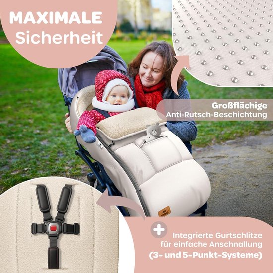 Babyvoetenzak - Winterzak - Warmte in kinderwagen - Universeel en waterafstotend - 95 cm - Beige — afbeelding 4