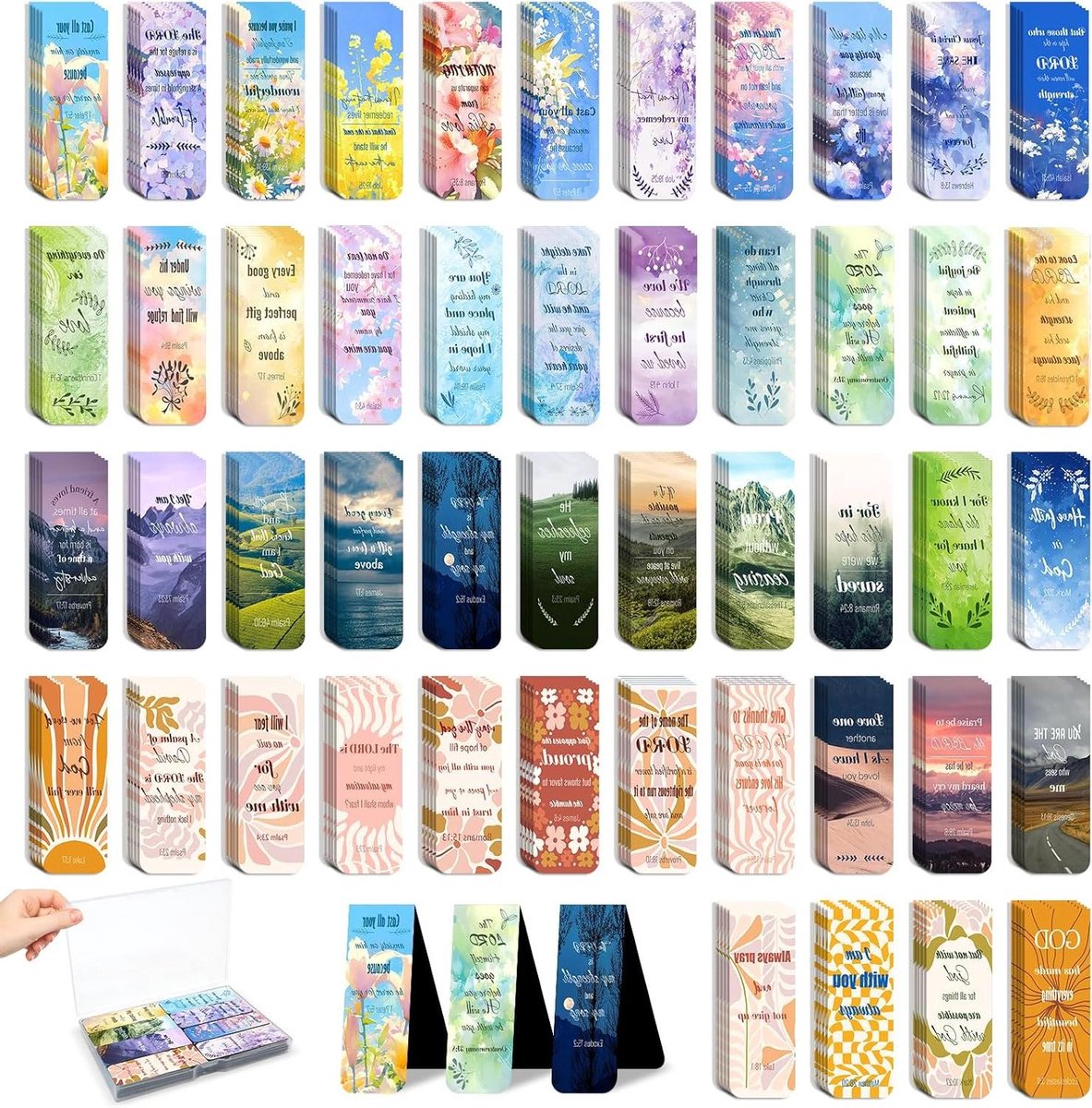 Magnetische Bladwijzers - Bijbelteksten Boekenleggers - Lezen Markeren - 48 Delige Set - 4 Stijlen - Multicolor