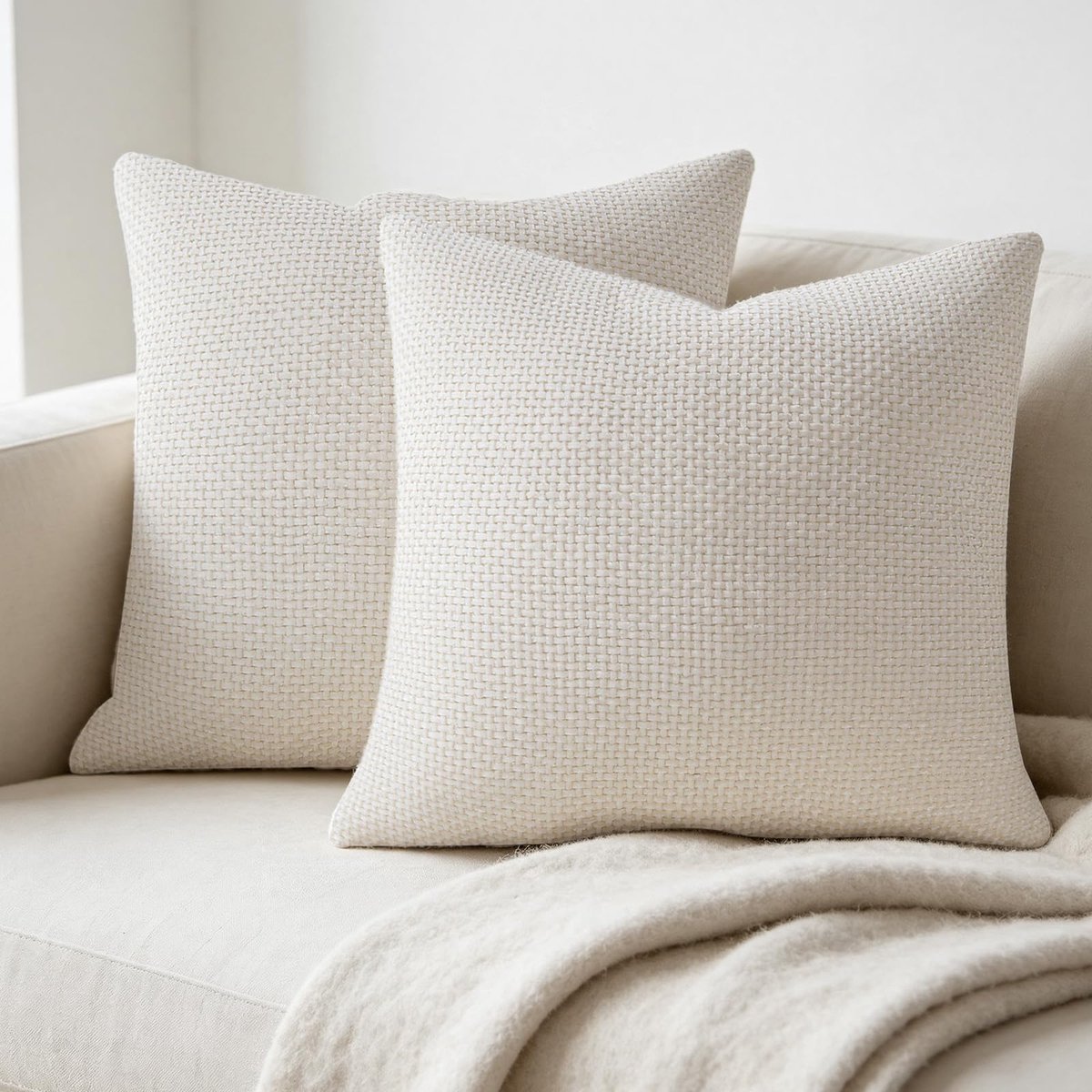 2 stuks sofakussenhoezen, 45 x 45 cm, zachte decoratieve kussenslopen, chenille kussenslopen, zachte kussenslopen, modern kussen met verborgen ritssluiting, voor slaapkamer, woonkamer, balkon