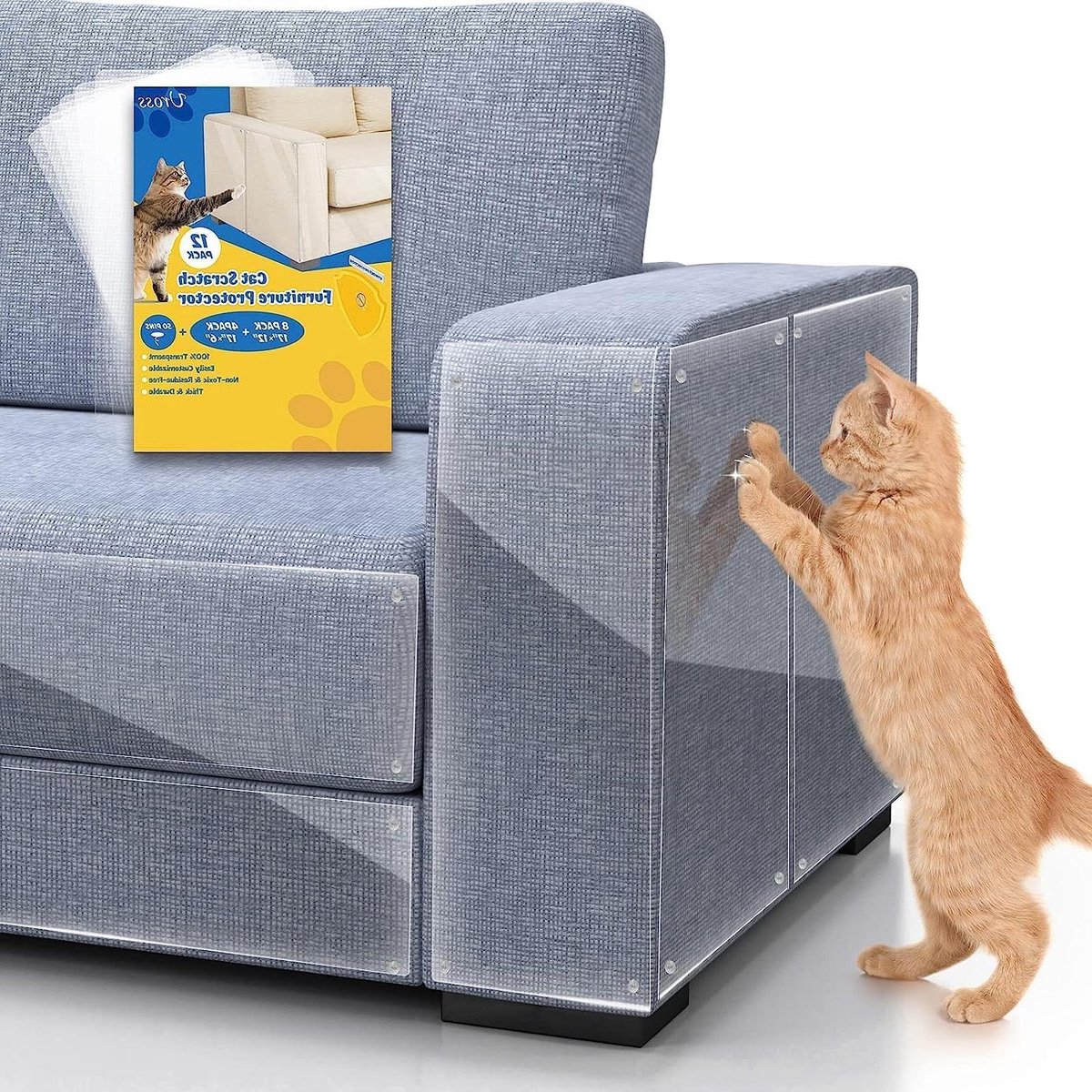 Katt Krabpaal Bescherming - Möbelbeschermer Kras - Meubels Beschermen - Zelfklevend Transparant - 12 Stuks - Transparant