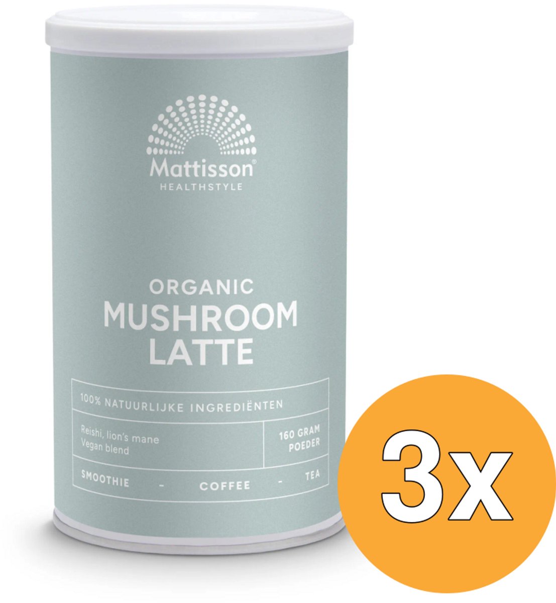 3x Mattisson Latte Mushroom Reishi - Cordyceps Bio (160 gr)