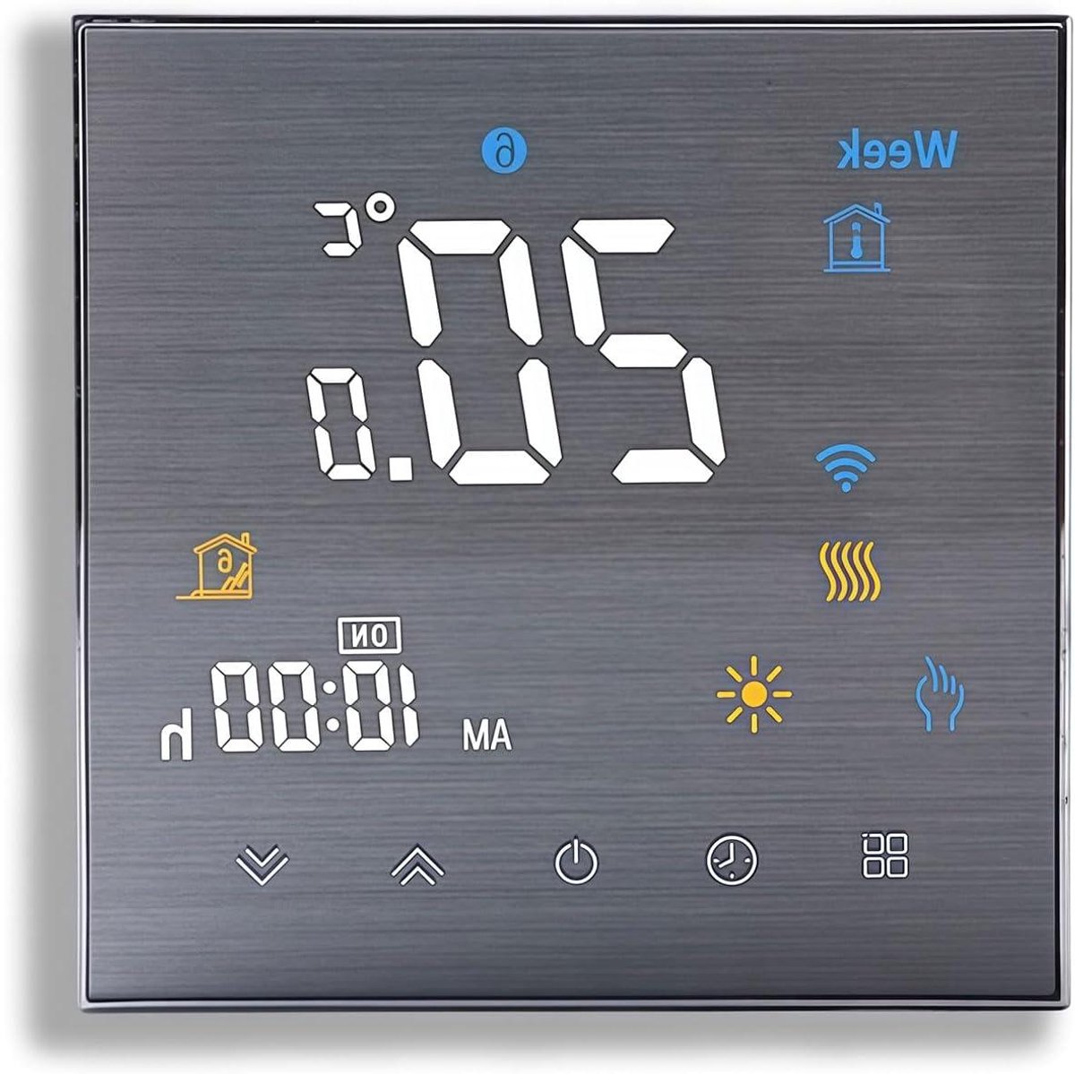 Slimme Thermostaat - Verwarmingsthermostaat Airco thermostaat - Energie Besparen - Touchscreen Bediening - 86 mm - Geborsteld