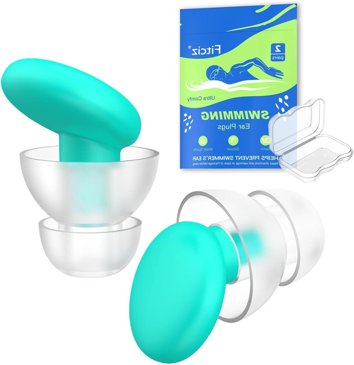 Kinder oordopjes - Zwem oordoppen - Watersport bescherming - Dubbel waterdicht ontwerp - 2 paar - Jelly kleuren