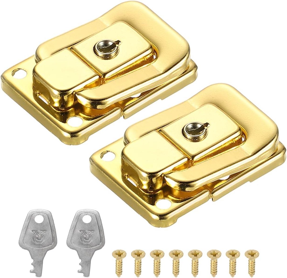 Kofferslot Hasp - Tuimelslot Grendel - Kisten Beveiligen - Inclusief Sleutel - 2 Stuks - Goud