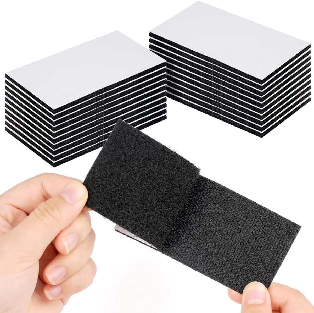 Haak en ring sluitingen - Zelfklevend klittenband - Spullen organiseren - Sterke hechting - 50 x 100 mm - Zwart