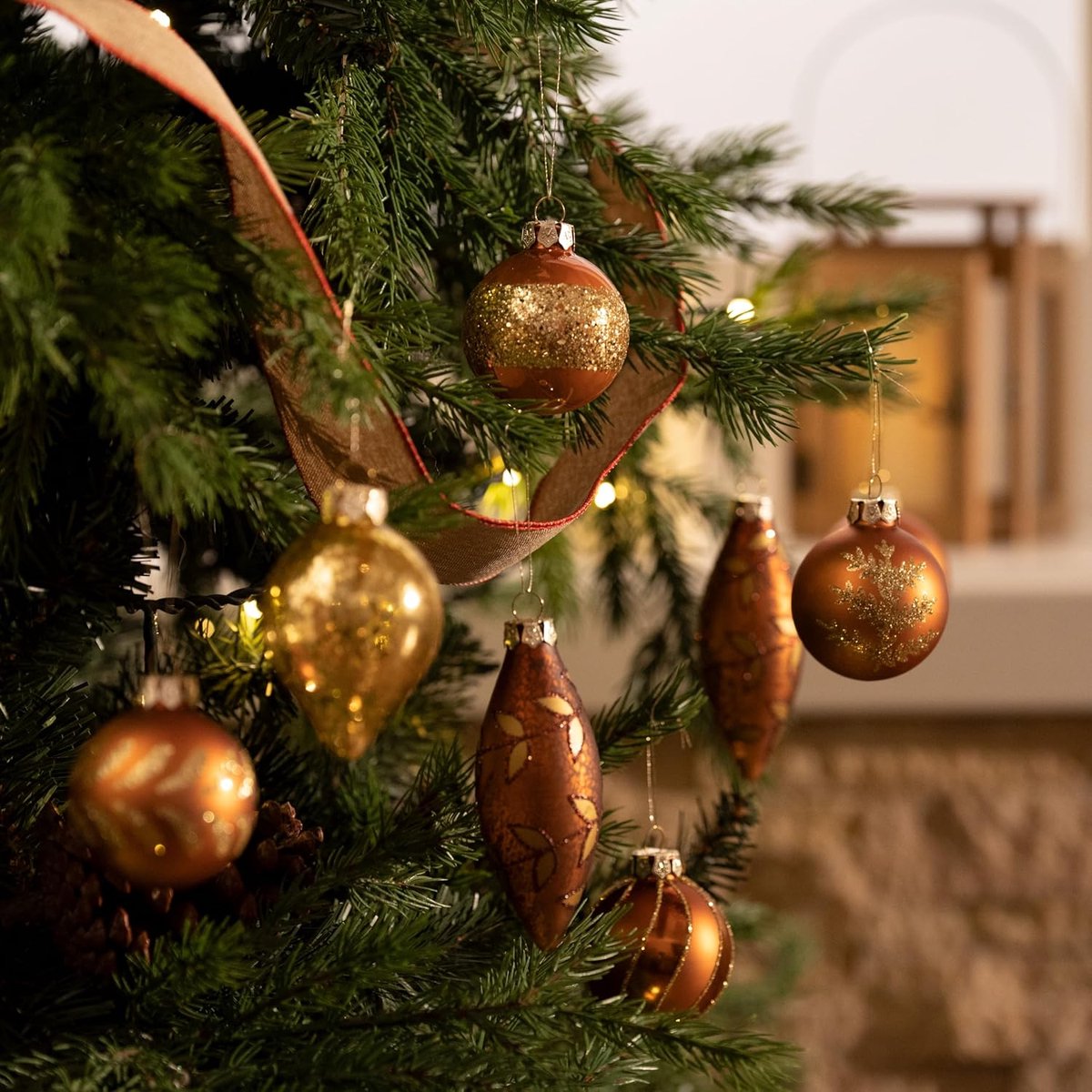 Kerstballen Set - Decoratie Ballen - Kerstboom Versieren - Origineel Ontwerp - 24 Stuks - Brons Goud – foto 4