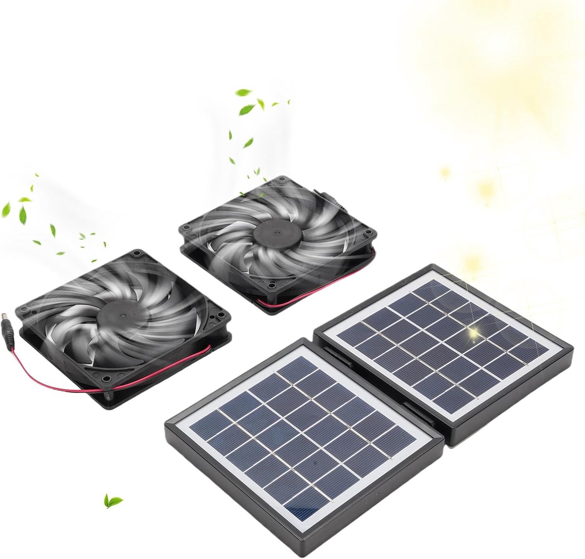 Zonne-uitlaatventilator - Luchtcirculator - Ventilatie Ruimtes - Energiezuinig 10W Paneel - 3x28x3 cm - Zwart