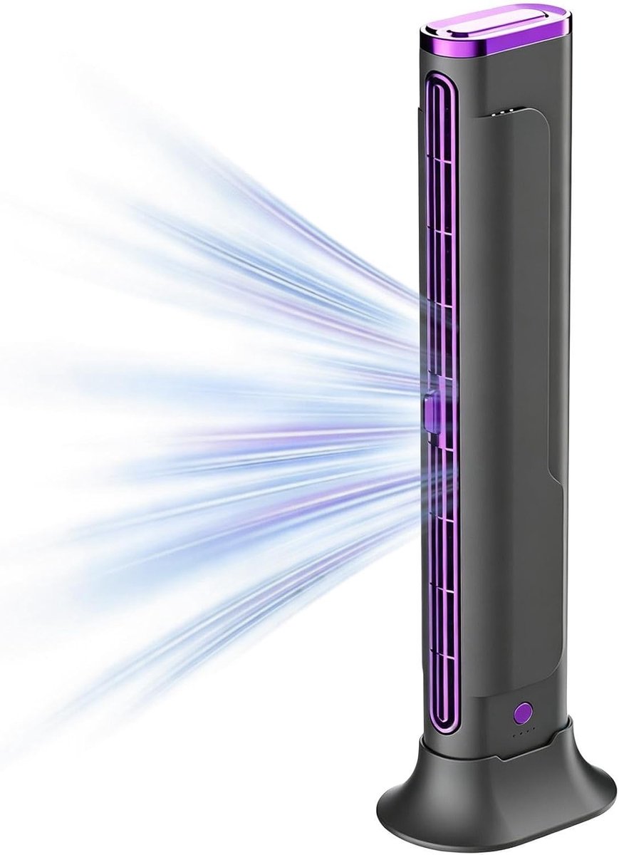 Bladeless Ventilator - Torenventilator Draagbaar - Persoonlijke Koeling - Stille Werking - 37 cm Hoog - Donkergrijs