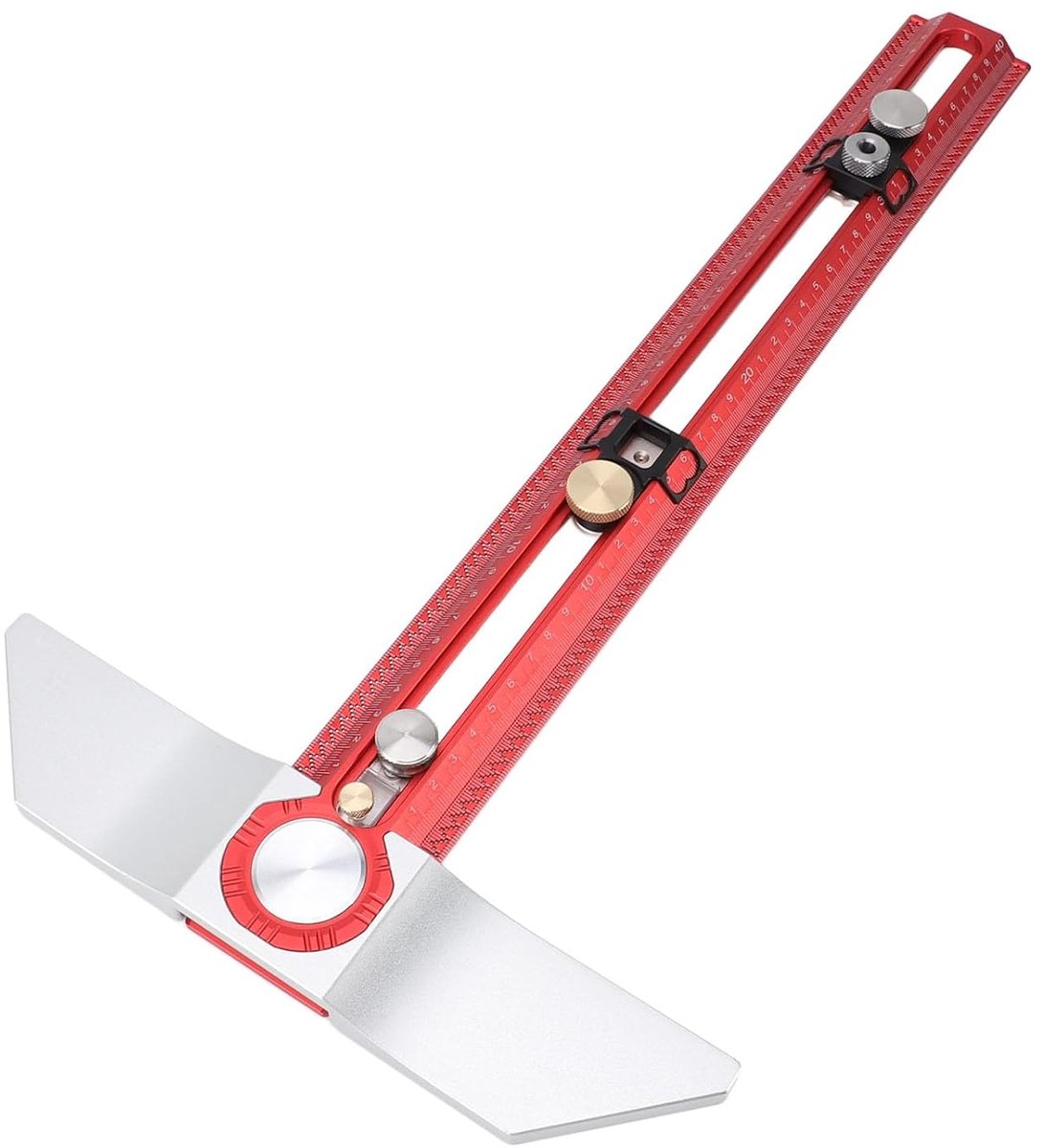 Houtbewerkingsliniaal - Meetgereedschap - Precisie Markeren - Multifunctioneel Ontwerp - 40 Cm - Zilver