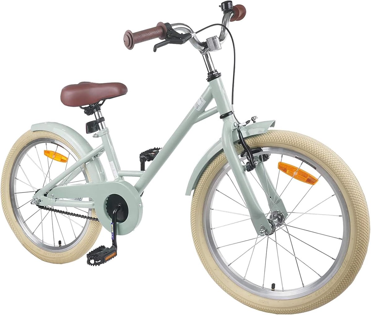Kinderfiets - Jongensmeisjesfiets - Buiten Spelen - Veiligheidsremconcept - 18 inch - Lichtgroen