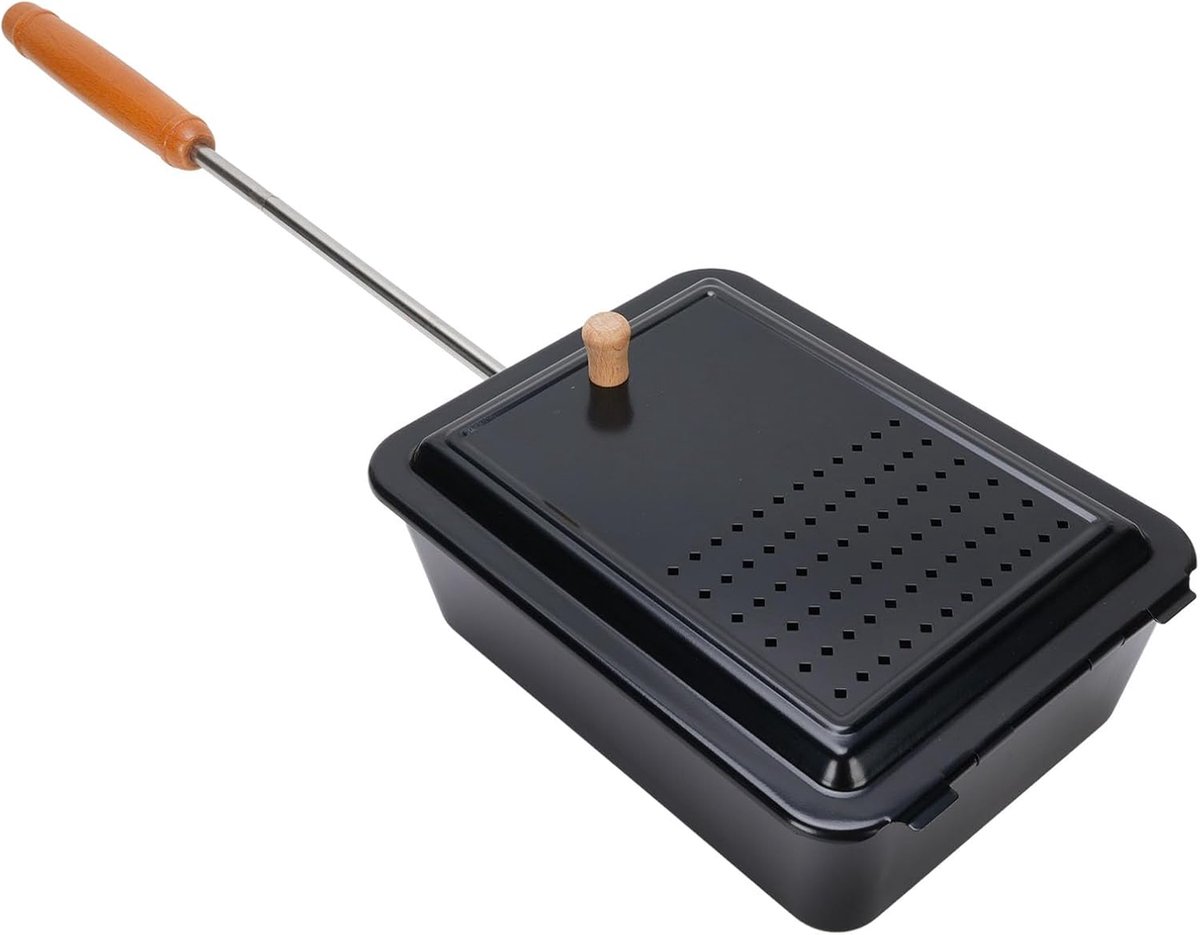 Popcorn Pan - Popcorn Maker - Thuis Snacks Maken - Comfortabele Houten Handgreep - Compact Ontwerp - Zwart