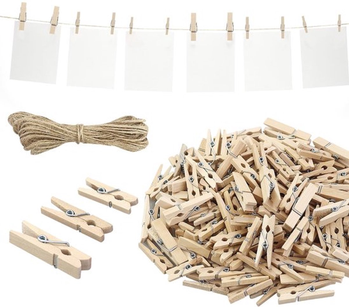Decoratieve houten knijpers - Dailygoody mini set